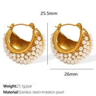 EH858WEPG White Pearl Gold Earrings 