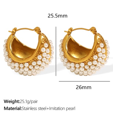 1 Pair Luxurious Series Classic Geometric Titanium Steel   Gold Color  Women's Hoop Earrings h5 