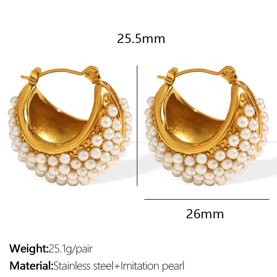 1 Pair Luxurious Series Classic Geometric Titanium Steel   Gold Color  Women's Hoop Earrings 