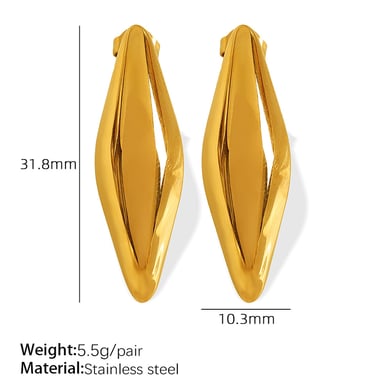 1 Pair Simple Series Daily Geometric Titanium Steel   Gold Color  Women's Stud Earrings h5 