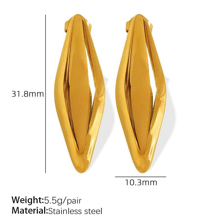 1 Pair Simple Series Daily Geometric Titanium Steel   Gold Color  Women's Stud Earrings 