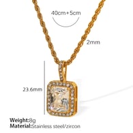 XL352WEG white zirconium gold necklace 