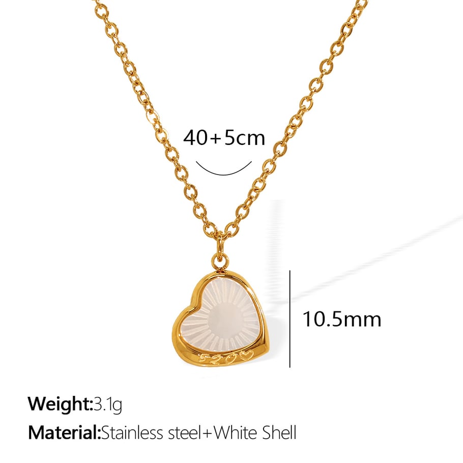 1 Piece Classic Series Elegant Heart Titanium Steel   Gold Color  Shell Women's Pendant Necklaces 