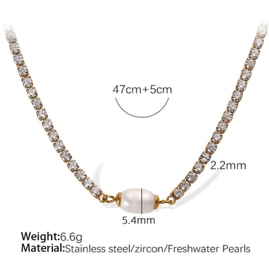 1 Piece Classic Series Retro Geometric Titanium Steel   Gold Color  Women's Chain Necklaces h5 