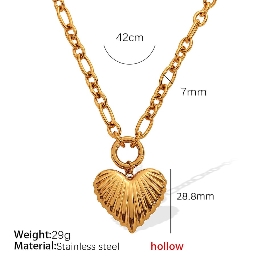 1 Piece Romantic Series Sweet Heart Titanium Steel   Gold Color  Women's Pendant Necklaces 