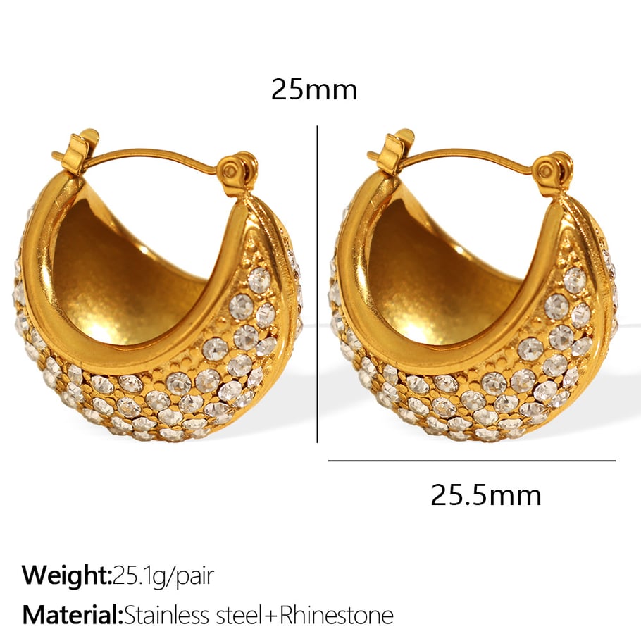 1 Pair Luxurious Series Classic Geometric Titanium Steel   Gold Color  Women's Hoop Earrings 