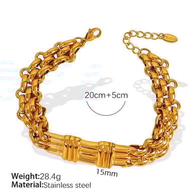 1 Piece Simple Series Classic Chain Titanium Steel   Gold Color  Women's Chain Necklaces h5 