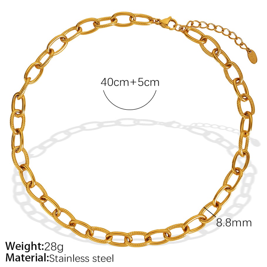 1 Piece Simple Series Classic Solid Color Titanium Steel   Gold Color  Women's Chain Necklaces 