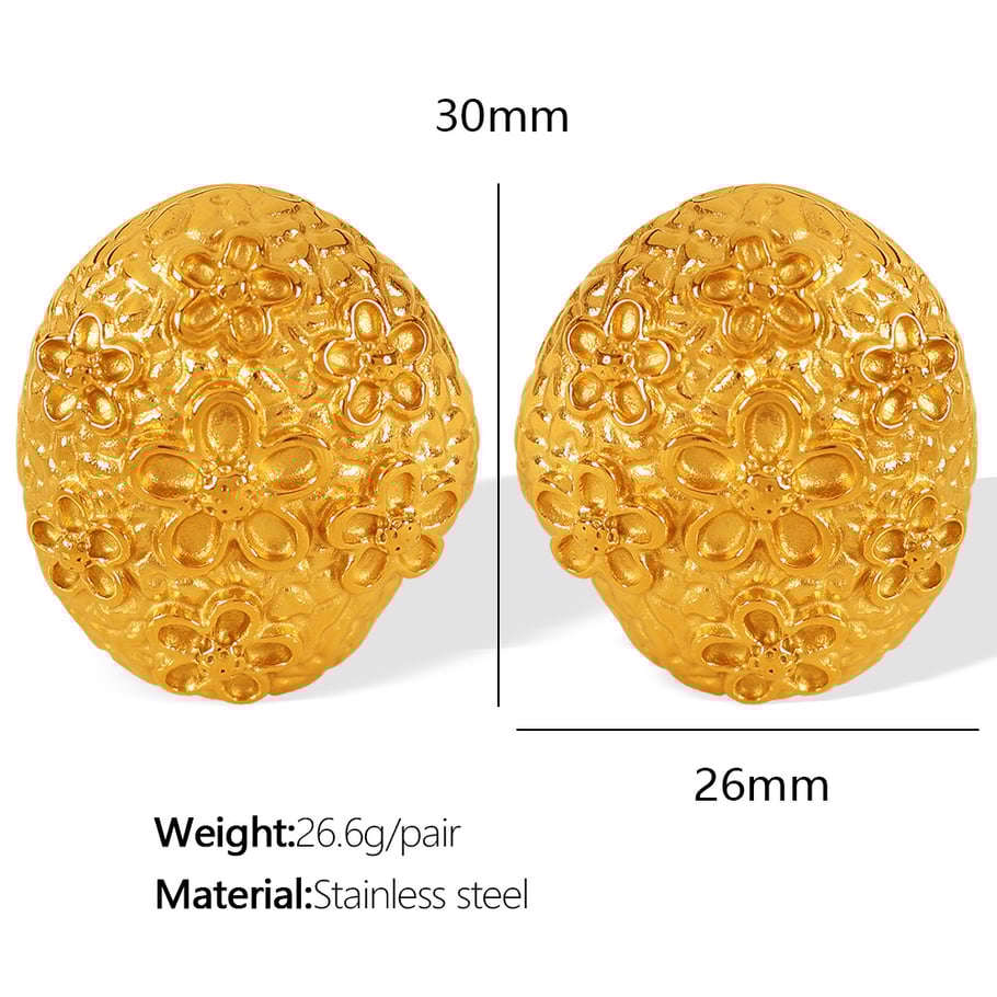 1 Pair Luxurious Series Retro Geometric Titanium Steel   Gold Color  Women's Stud Earrings 