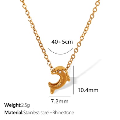 1 Piece Simple Series Natural Animal Titanium Steel   Gold Color  Women's Pendant Necklaces h5 