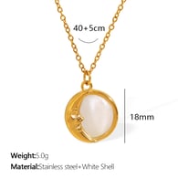 XL364WEG white shell gold necklace 