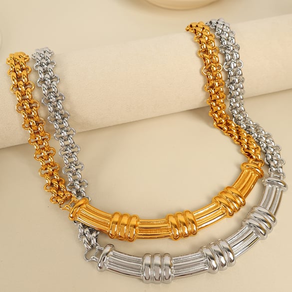 1 Stück Opulent Series Stilvolle Kette Titanstahl Goldfarben Damen Kettenarmband