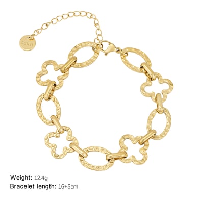 1 Piece Simple Series Casual Patchwork Titanium Steel   Gold Color  Women's Chain Bracelets h5 
