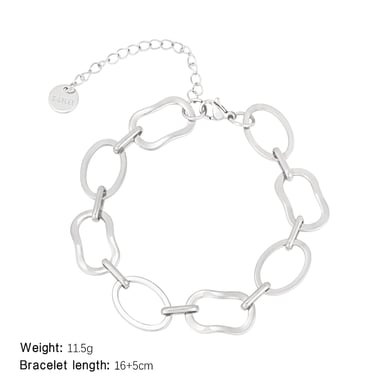 Pulsera de cadena de titanio y acero dorado con diseño geométrico diario de serie simple para mujer, 1 pieza h5 