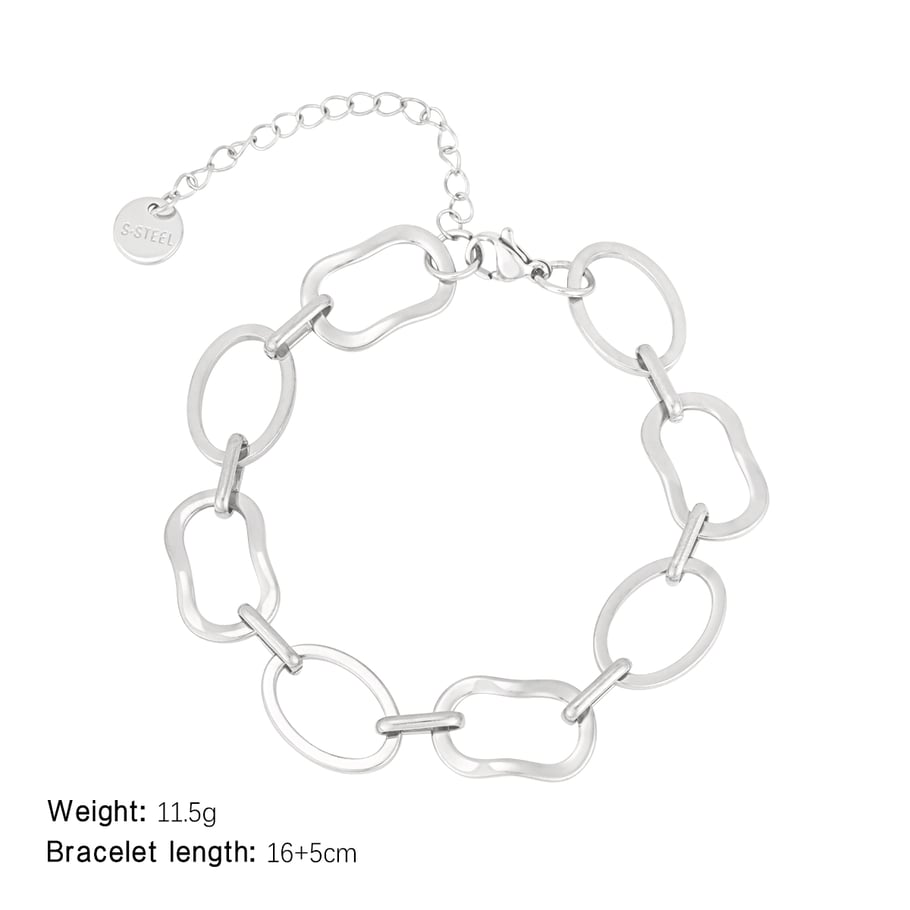 Pulsera de cadena de titanio y acero dorado con diseño geométrico diario de serie simple para mujer, 1 pieza 