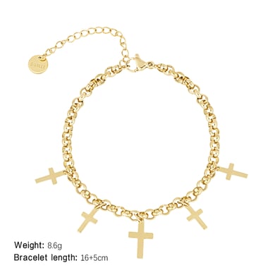 1 Piece Classic Series Daily Cross Titanium Steel   Gold Color  Women's Chain Bracelets h5 