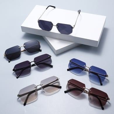 1 Pair of Light Luxury Multi - sided Frameless Stylish Women's Sunglasses h5 Picture3