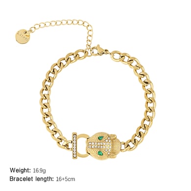 1 Piece Luxurious Series Retro Animal Titanium Steel   Gold Color  Women's Chain Bracelets h5 