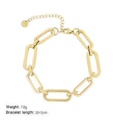 1 Stück Simple Series Klassische einfarbige Titanstahl-Goldfarbene Damen-Kettenarmbänder h5 