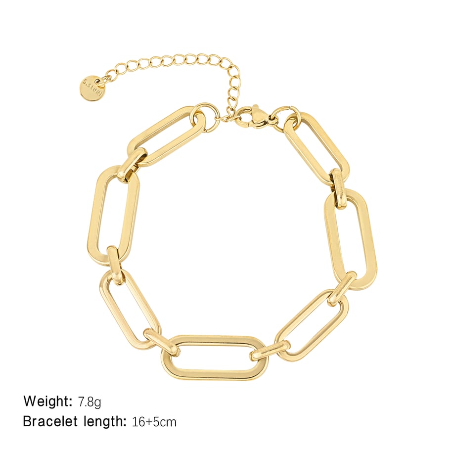 1 Stück Simple Series Klassische einfarbige Titanstahl-Goldfarbene Damen-Kettenarmbänder 