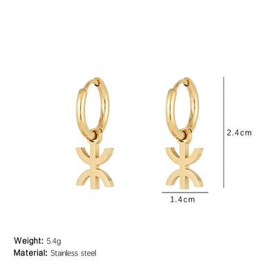 1 Pair Modern Series Sleek Geometric Titanium Steel Gold Color Women's Drop Earrings h5 Picture2