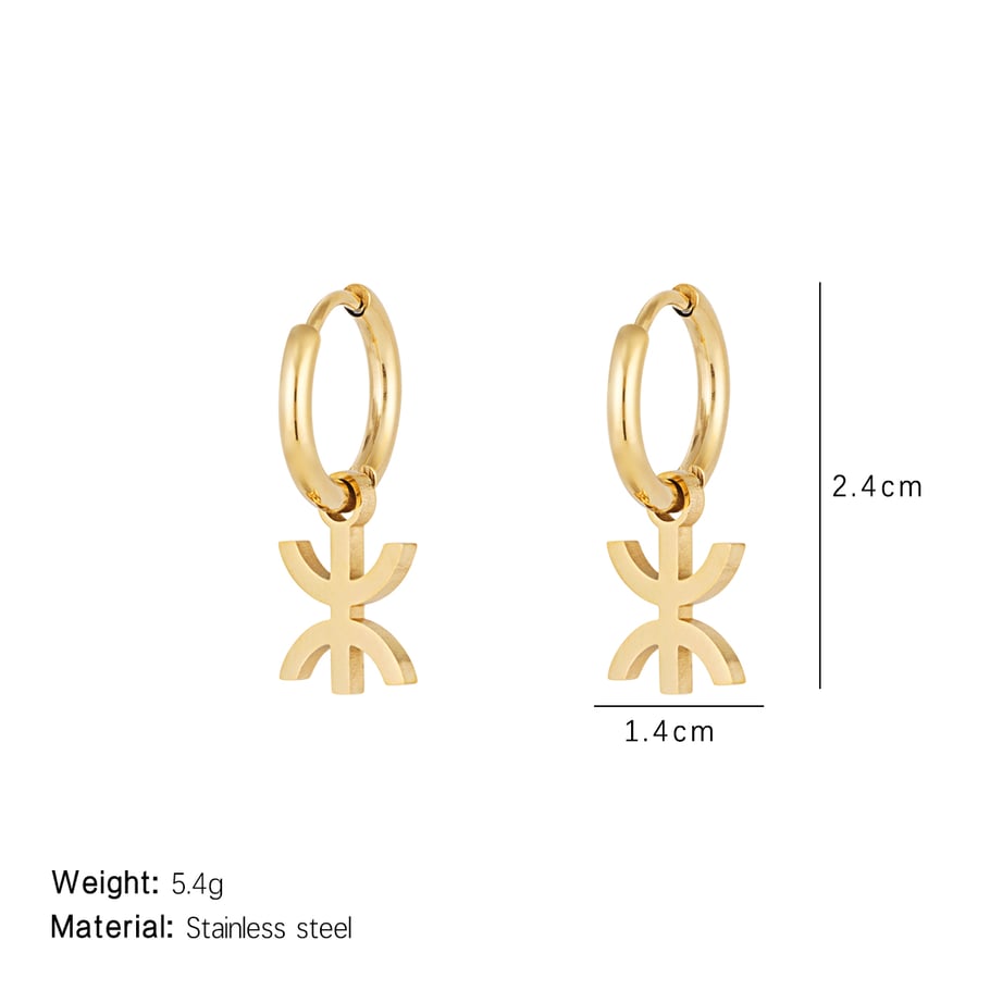 1 Pair Modern Series Sleek Geometric Titanium Steel Gold Color Women's Drop Earrings Picture2