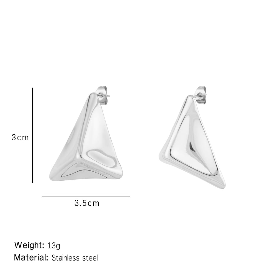1 Pair Sleek Series Daily Three-dimensional Triangle Titanium Steel Gold Color Women's Stud Earrings Picture2