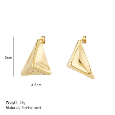 1 Pair Sleek Series Daily Three-dimensional Triangle Titanium Steel Gold Color Women's Stud Earrings h5 Picture2
