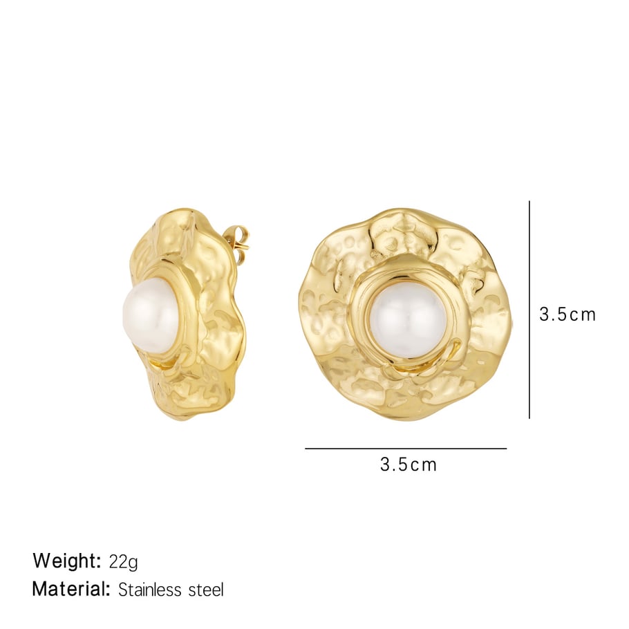 1 Paar Luxuriöse Serie Retro Geometrische Titan Stahl Gold Farbe Damen Ohrstecker Bild2