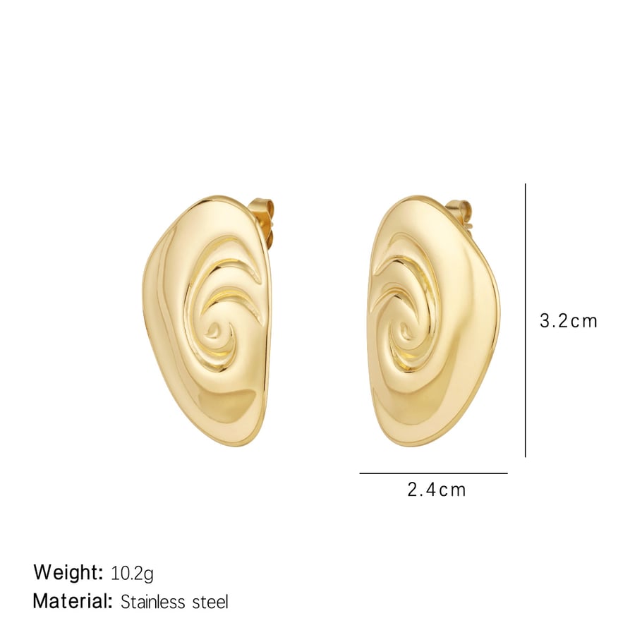 1 Paar Ohrstecker aus natürlicher geometrischer Titanstahl in Goldfarbe für Damen Bild2