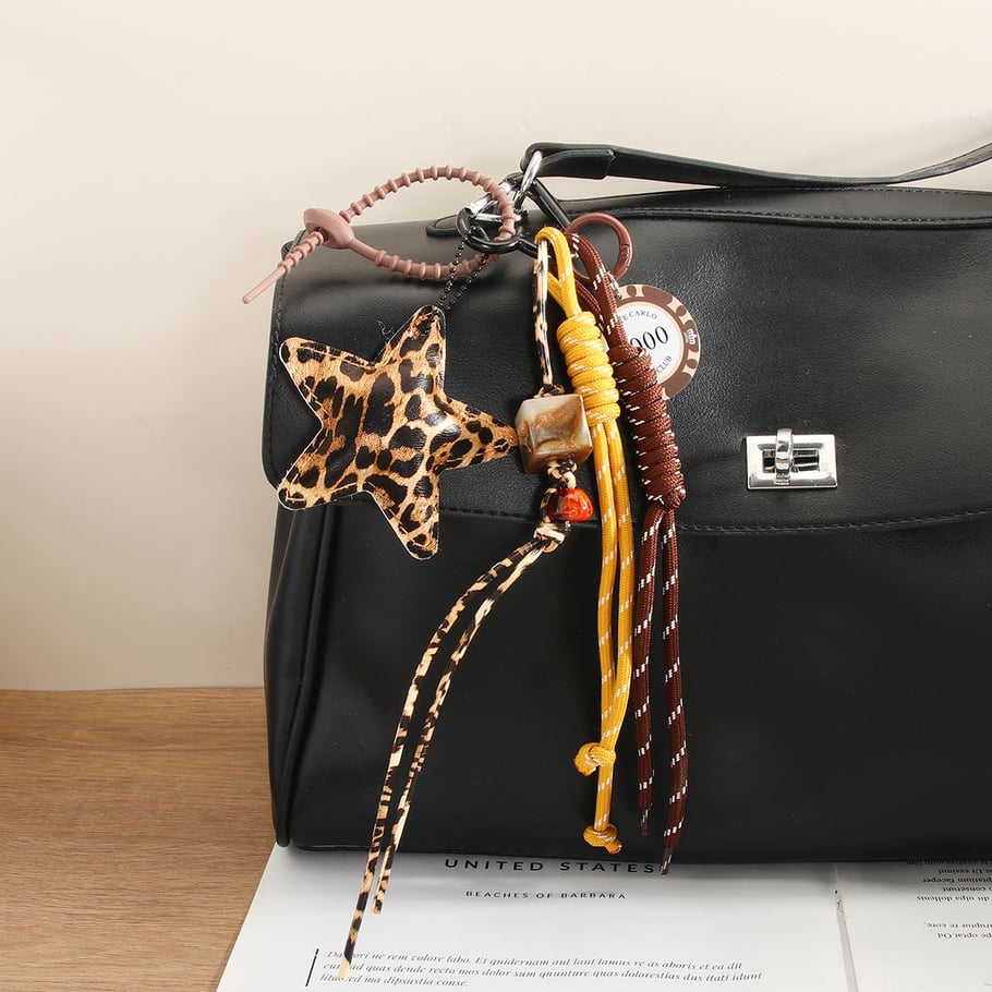 1 Piece Retro Style Leopard Star Women's Bag Charms 