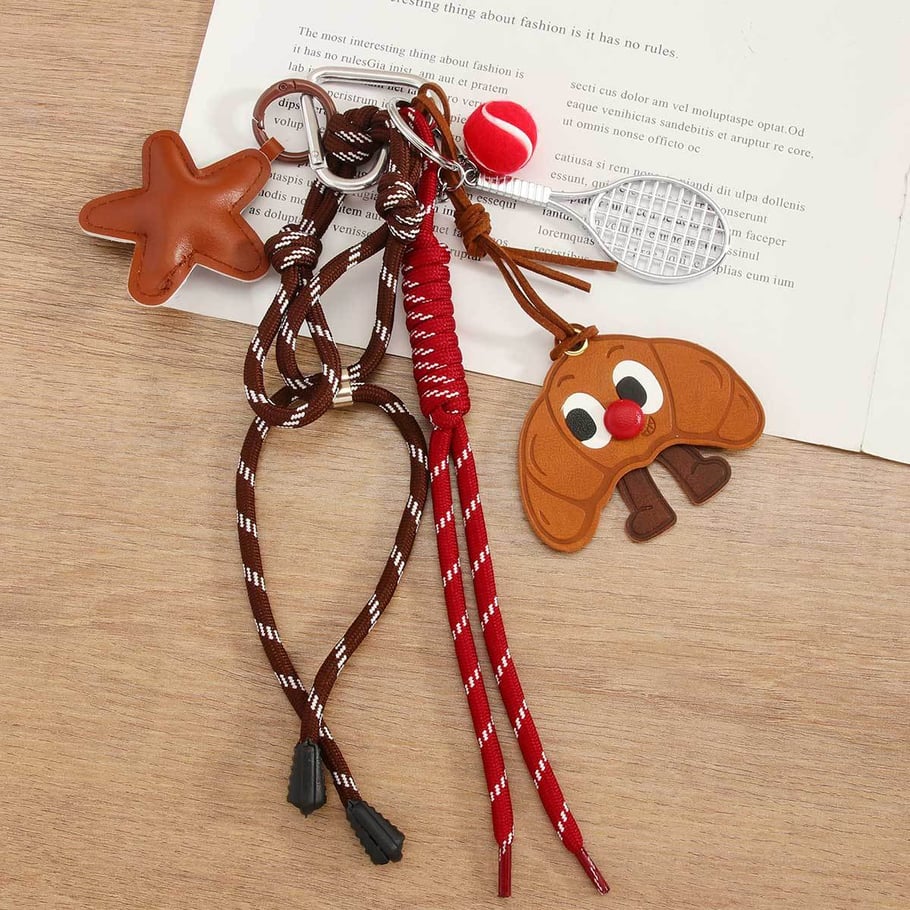1 Piece Tennis Racket & Leather Star Women's Bag Charms Picture2