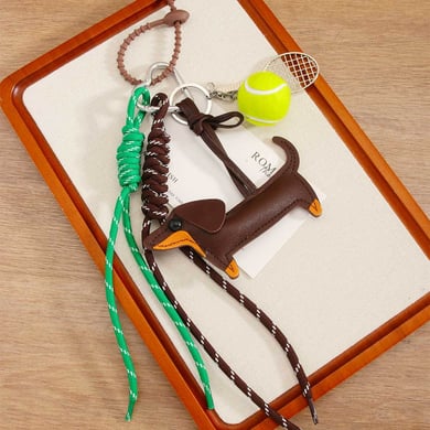 1 Piece Tennis Racket & Leather Dachshund Women's Bag Charms h5 Picture2