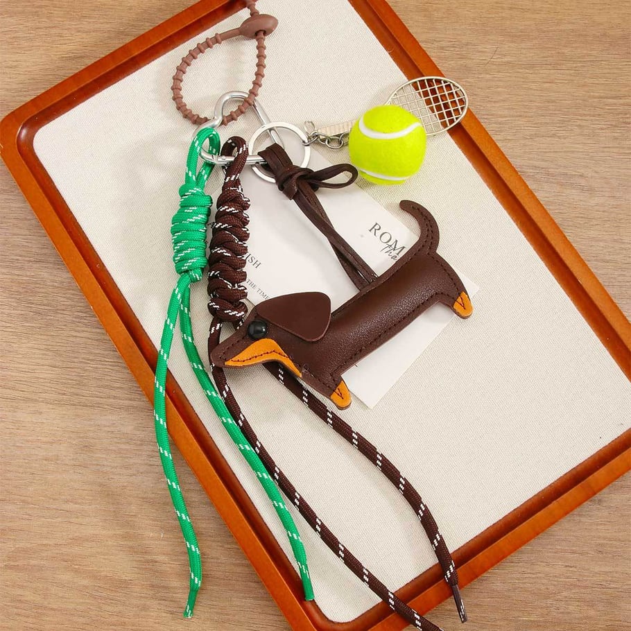 1 Piece Tennis Racket & Leather Dachshund Women's Bag Charms Picture2