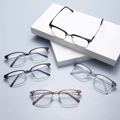 1 Pair Casual Semi Framed Square Shaped Blue - light Blocking Glasses h5 Picture2