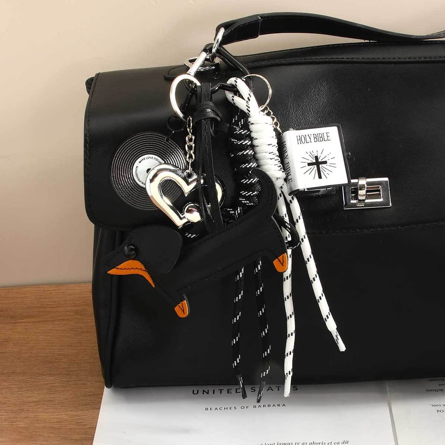 1 Piece Tennis Racket & Leather Dachshund Women's Bag Charms 