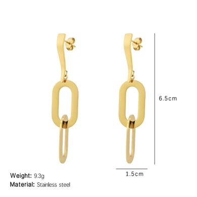 1 Pair Versatile Series Simple Oval Shape Titanium Steel Gold Color Women's Drop Earrings h5 Picture2