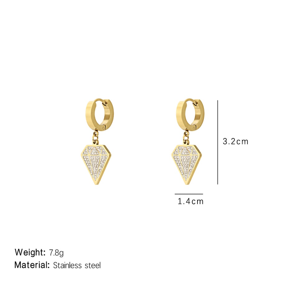 1 Pair Sparkling Series Elegant Diamond Titanium Steel Gold Color Women's Drop Earrings Picture2