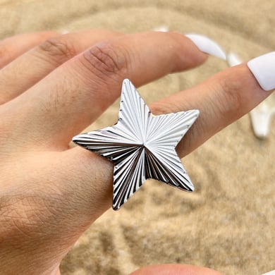 1 Piece Star Stainless Steel Gold Color Women's Adjustable Rings h5 