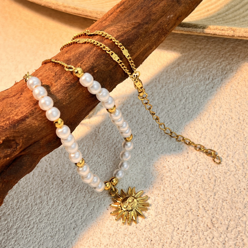1 Piece Oceanic Stainless Steel Gold Color Women's Beaded Necklaces 
