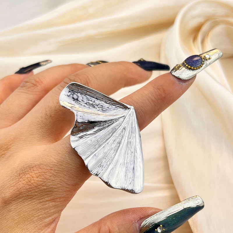 1 Piece Retro Oversize Flower Stainless Steel Gold Color Women's Adjustable Rings 
