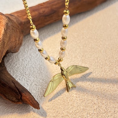 1 Piece Bird Stainless Steel Gold Color Women's Pendant Necklaces h5 Picture2
