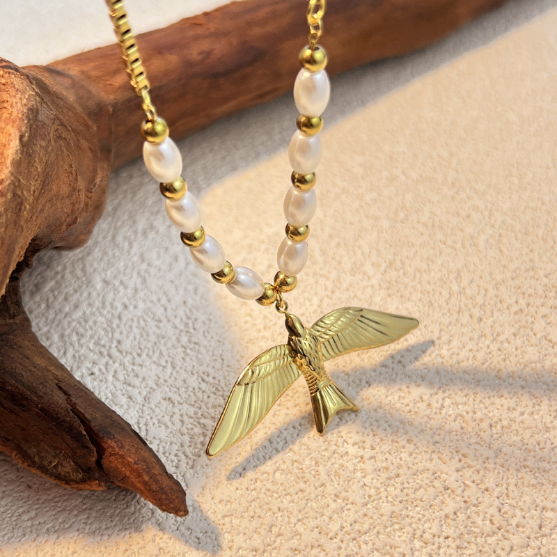 1 Piece Bird Stainless Steel Gold Color Women's Pendant Necklaces Picture2