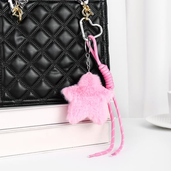 1 Stück süßer Plüschstern-Taschenanhänger für Damen 2