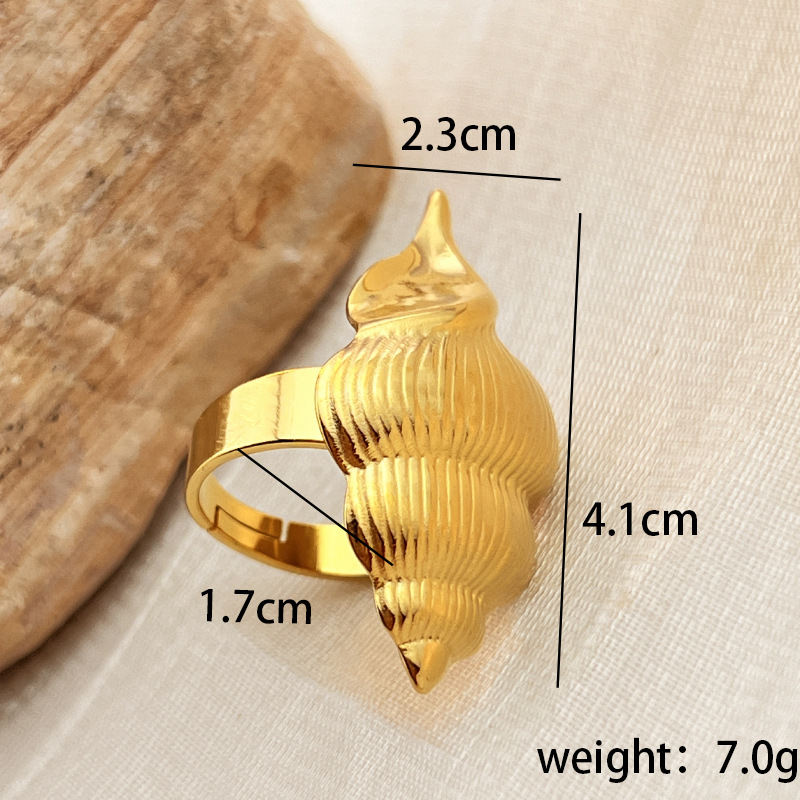 1 Piece Whelk Stainless Steel Gold Color Women's Adjustable Rings