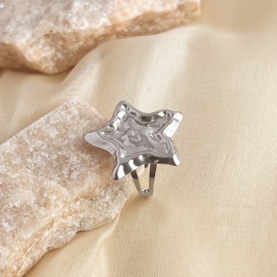 1 Piece Retro Star Stainless Steel Gold Color Women's Adjustable Rings h5 
