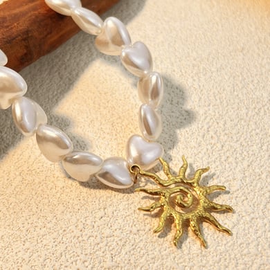 1 Piece Retro Style Sun Shape Stainless Steel Gold Color Women's Pendant Necklaces h5 Picture2