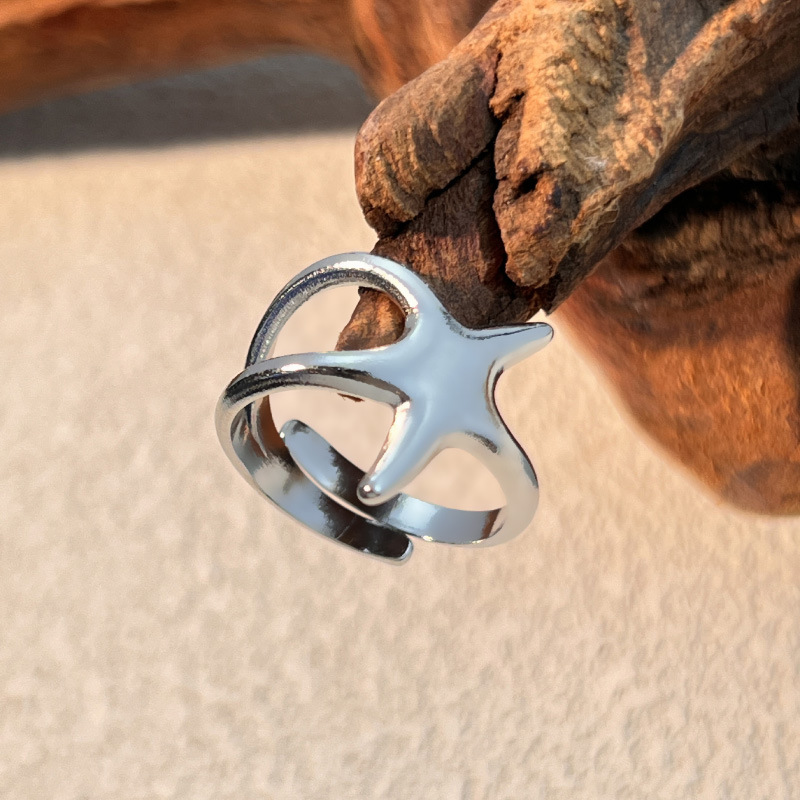 1 Stück Simple Series Simple Turtle Edelstahl Goldfarbene verstellbare Damenringe 