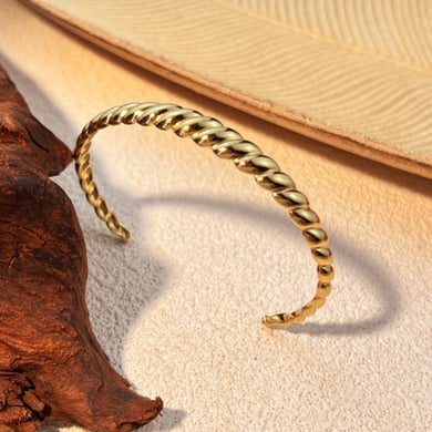 1 Piece Simple Series Classic Bow Knot Stainless Steel Gold Color  Women's Bangles h5 