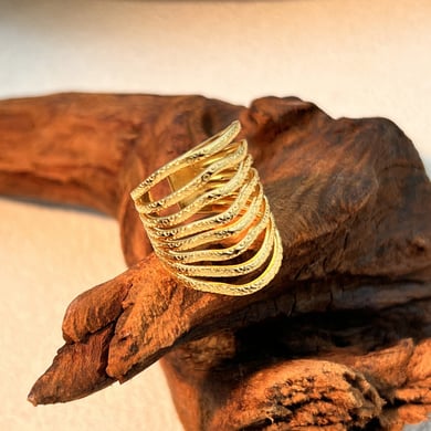 1 Piece Simple Line Stainless Steel Gold Color Women's Adjustable Rings h5 